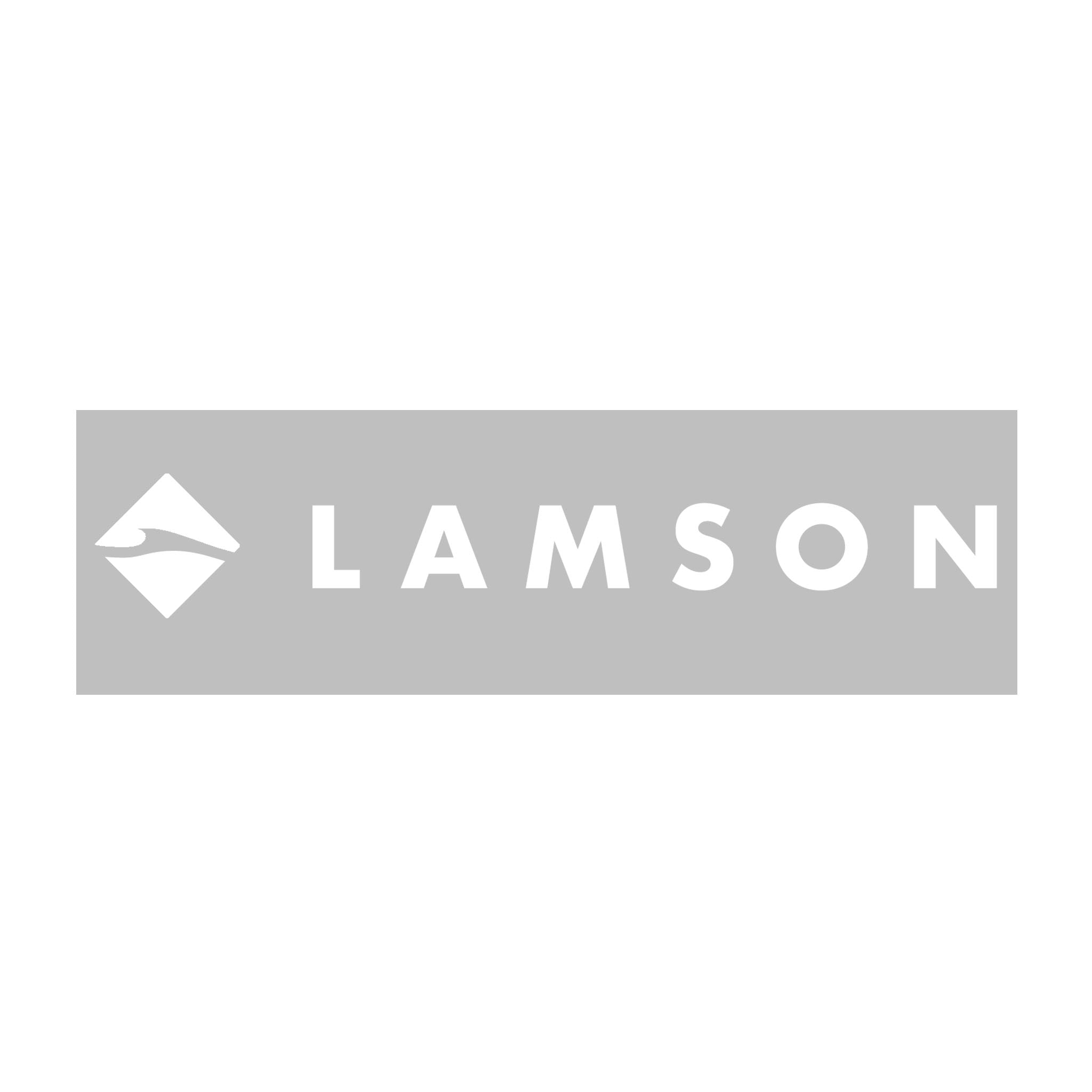 Horizonal Logo White Die Cut Sticker  LAMSON   